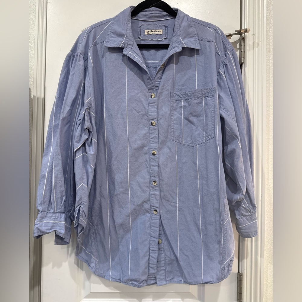 We The Free light blue striped shirt with chest label